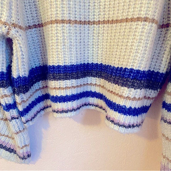 Z SUPPLY desmond lavender and blue stripe cream cozy sweater in multi Large - Picture 10 of 12